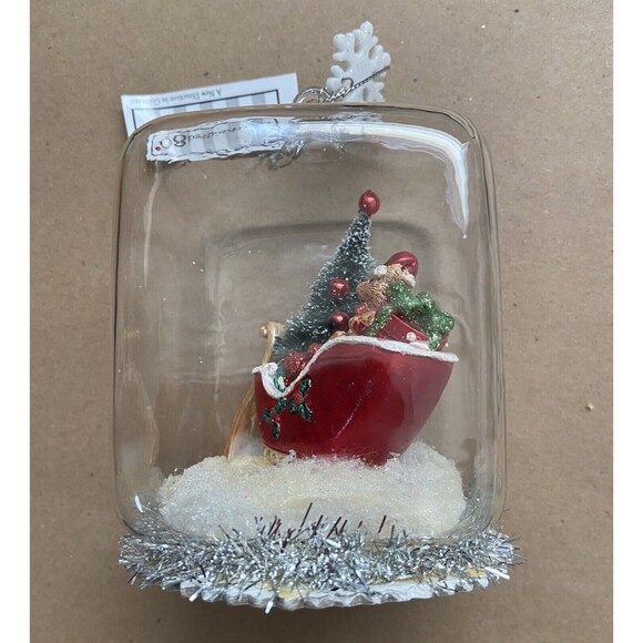 One Hundred 80 Degrees Domed Bear with Santa's Sleigh Ornament nwt - Picture 3 of 7